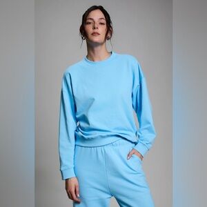 BNWT Women's Light Blue Sweatshirt with Nyc embroidered near the collar